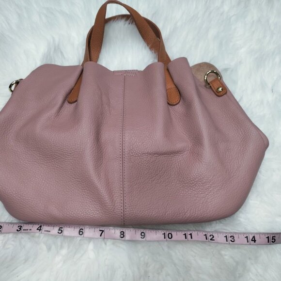 Pebbled Leather Rose Pink Gumdrop Large Snap Closure Dual Handle Tote Bag - Picture 9 of 10